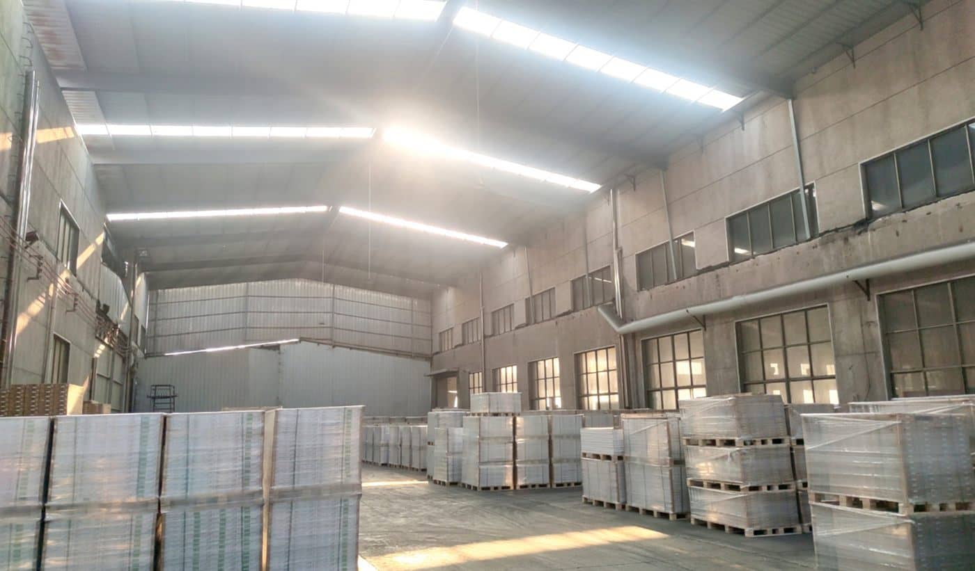 Warehouse of finished building materials ready for export