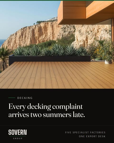 Deck terrace above a sea cliff. Every decking complaint arrives two summers late.